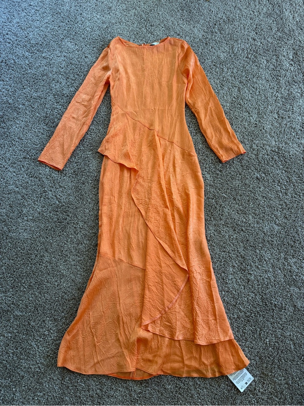 ASOS Orange Long Sleeve Ruffle Maxi Dress